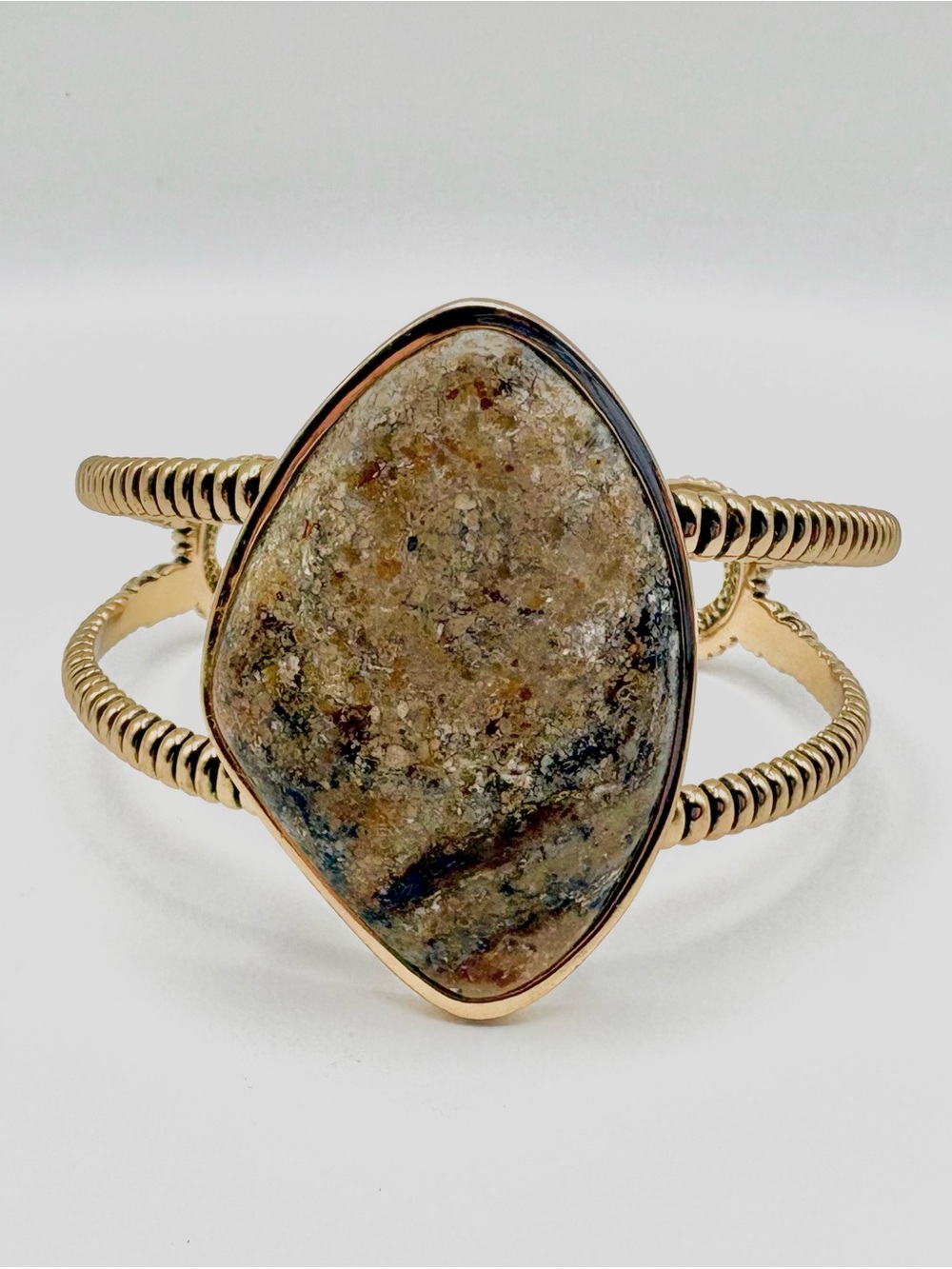 Studio Barse Natural Jasper Golden Bronze Southwestern Style Cuff Bracelet